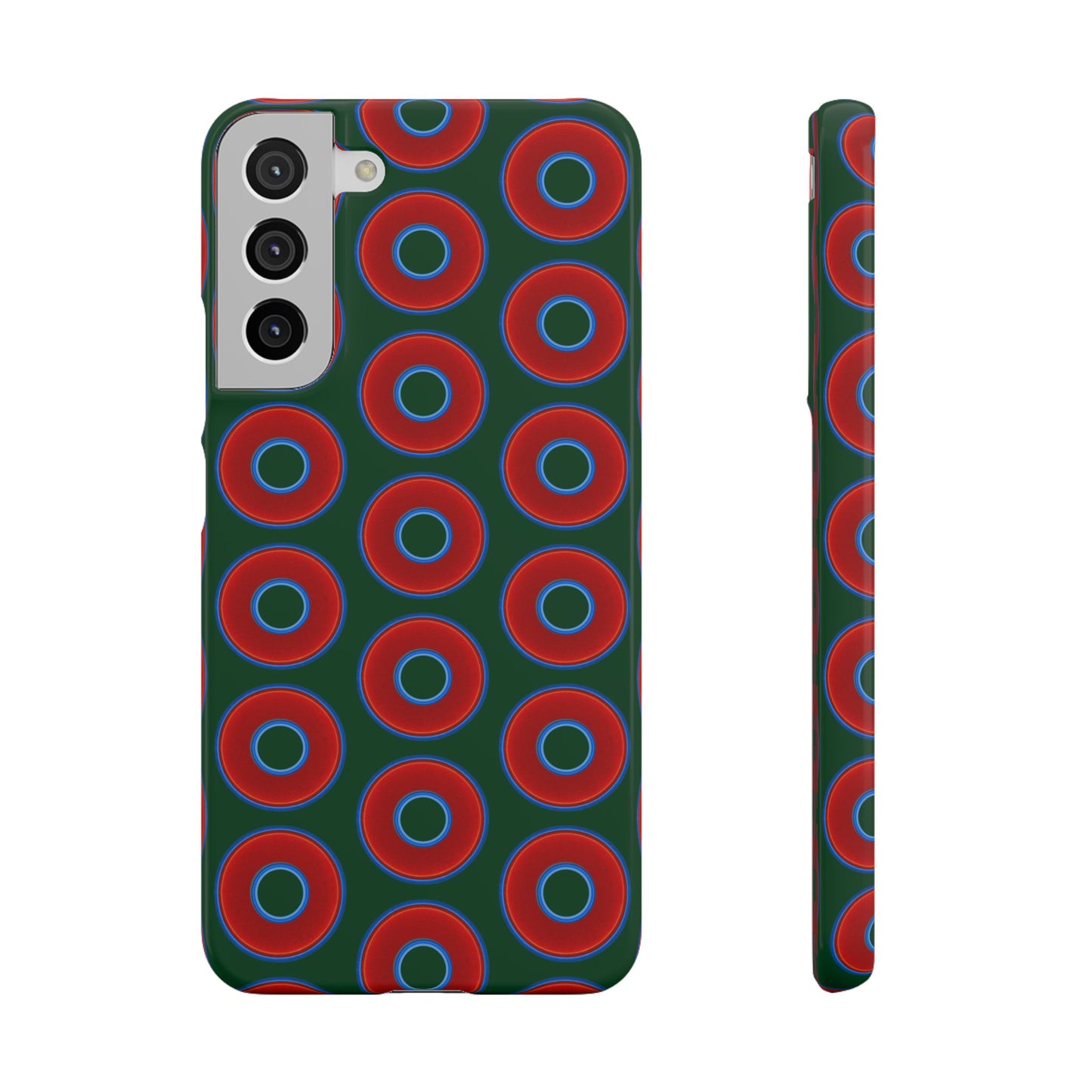 Lumpy Donut Snap Case - red vivid donut print w/deep pond green background