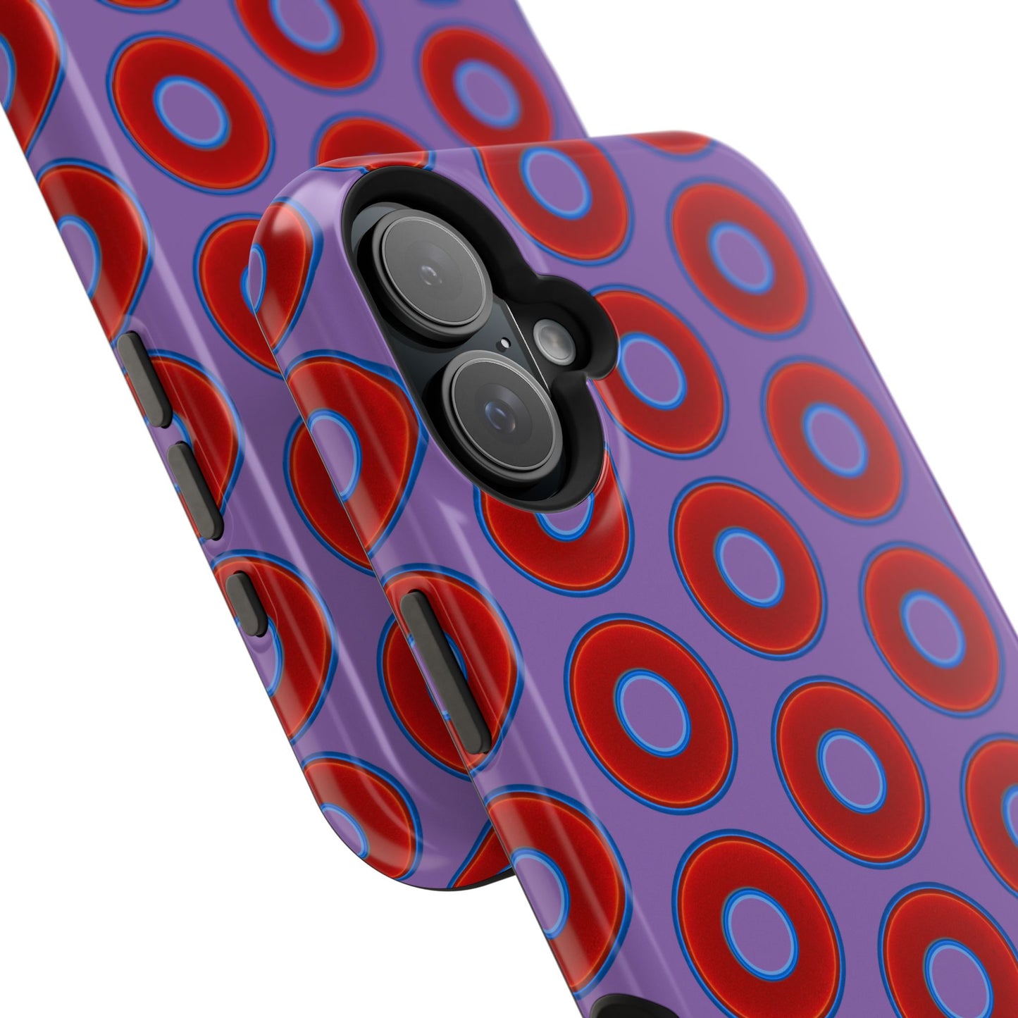 Impact-Resistant Lumpy Donut Case - red vivid donut print w/light purple background