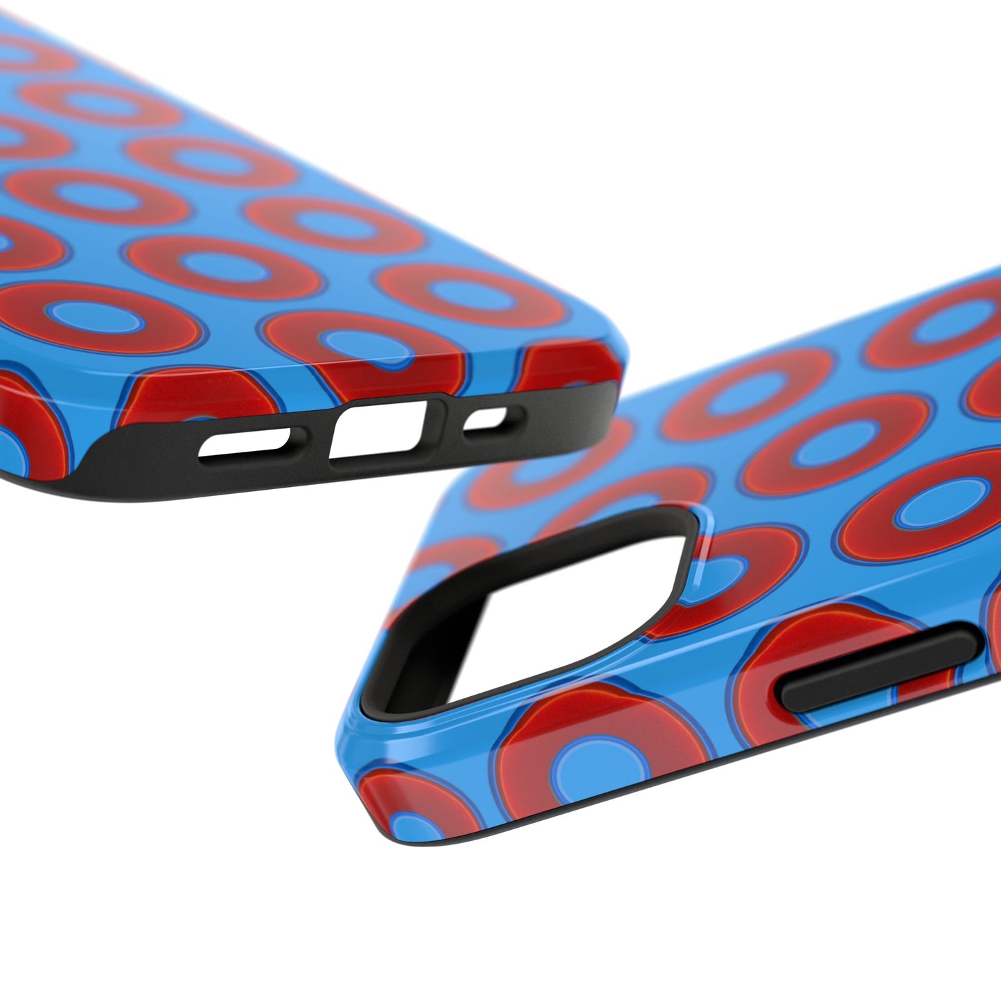 Impact-Resistant Lumpy Donut Case - red vivid donut print w/sky royal blue background