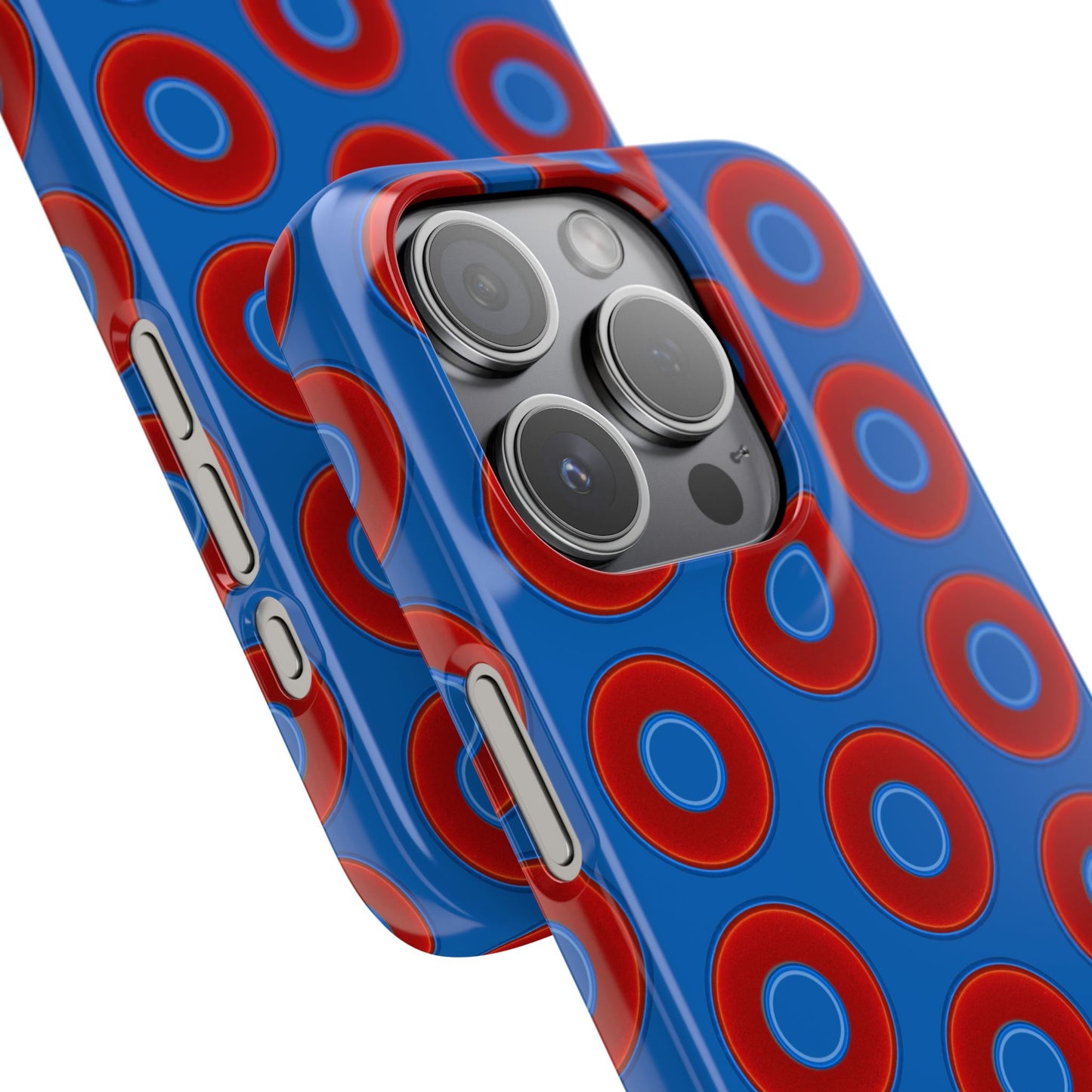 Lumpy Donut Snap Case - red vivid donut print w/dark royal background