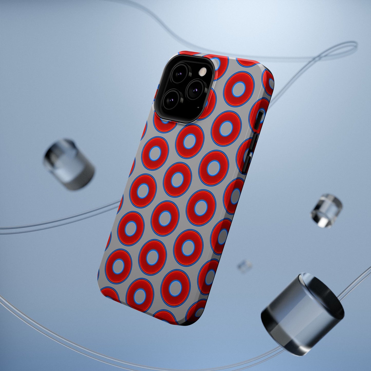 Impact-Resistant Lumpy Donut Case - red vivid donut print w/gray background