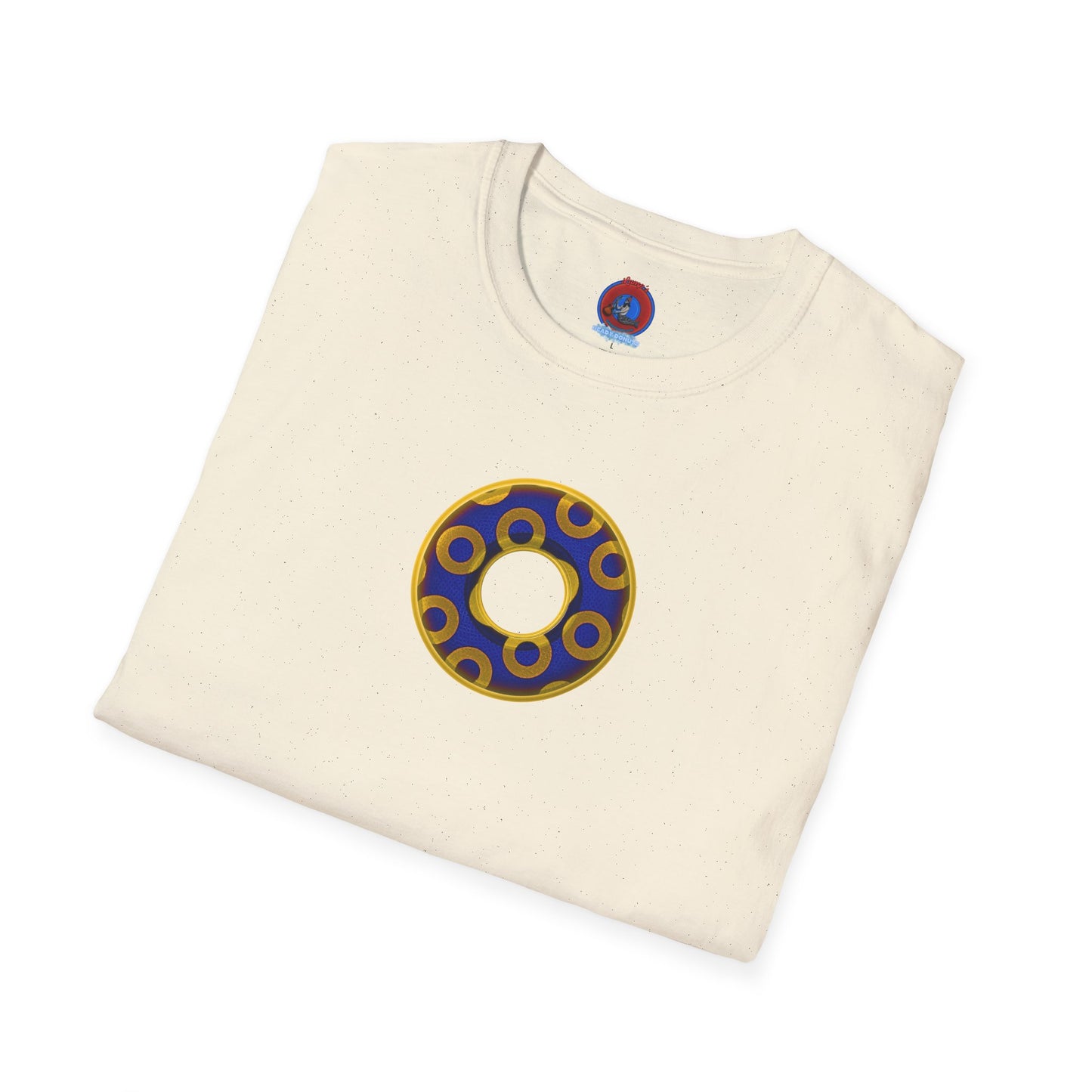 Plain Donuts/Unisex Soft-Style - "Plain Rustic Paradoxical Donuts" - yellow/dark blue donuts