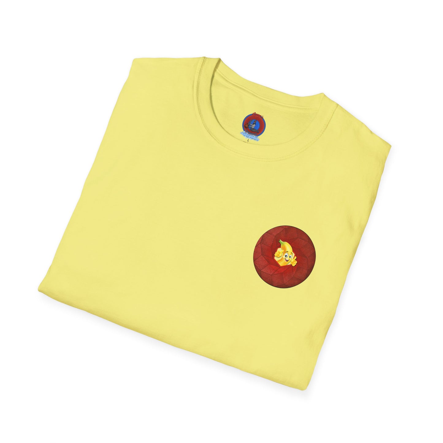 Classic Donut Tee - Unisex Soft-Style - "Dis sheet, it's bananas!" - series 1.0 - variant 1 - cubed red donut