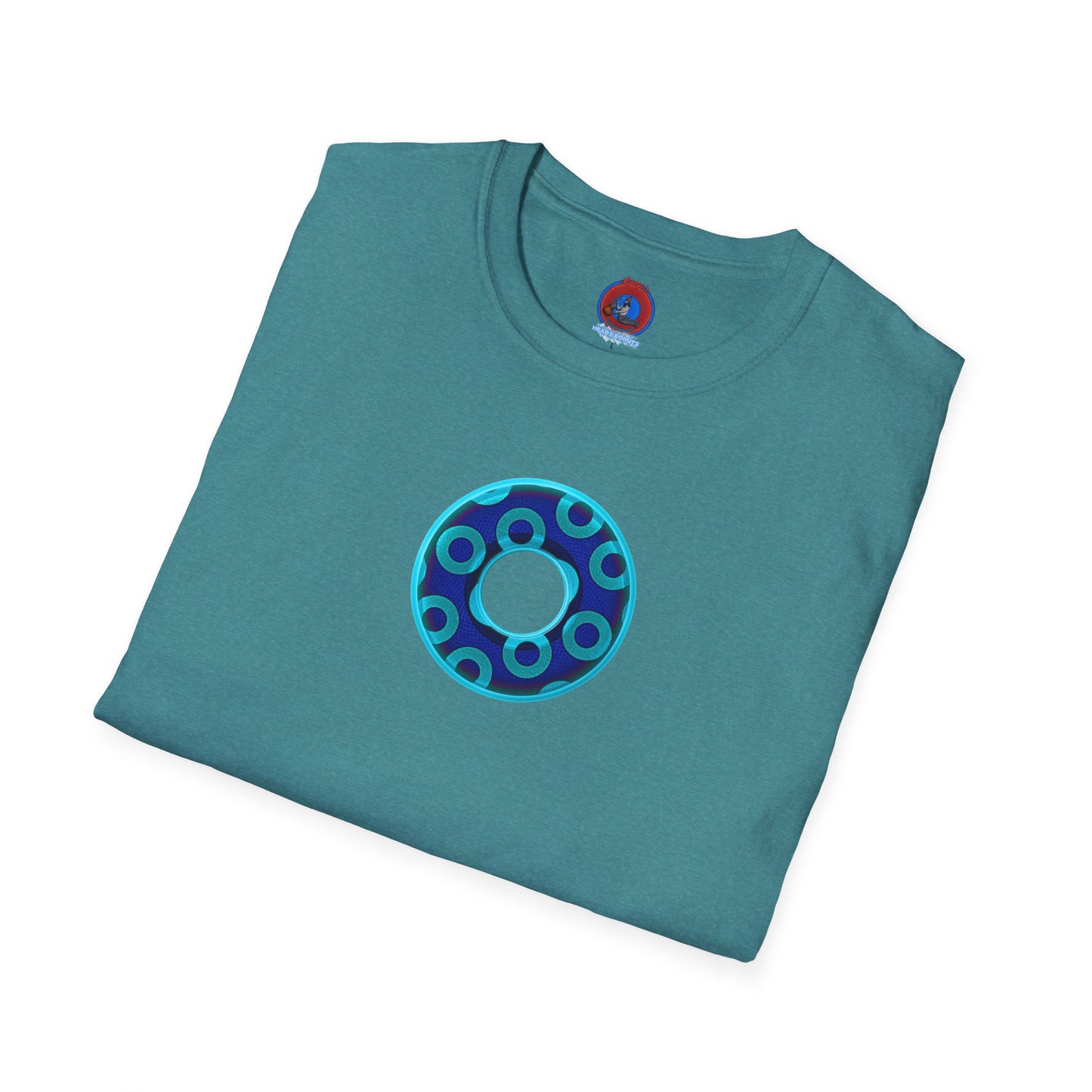 Plain Donuts/Unisex Soft-Style - "Plain Rustic Paradoxical Donuts" - aquamarine/dark blue donuts