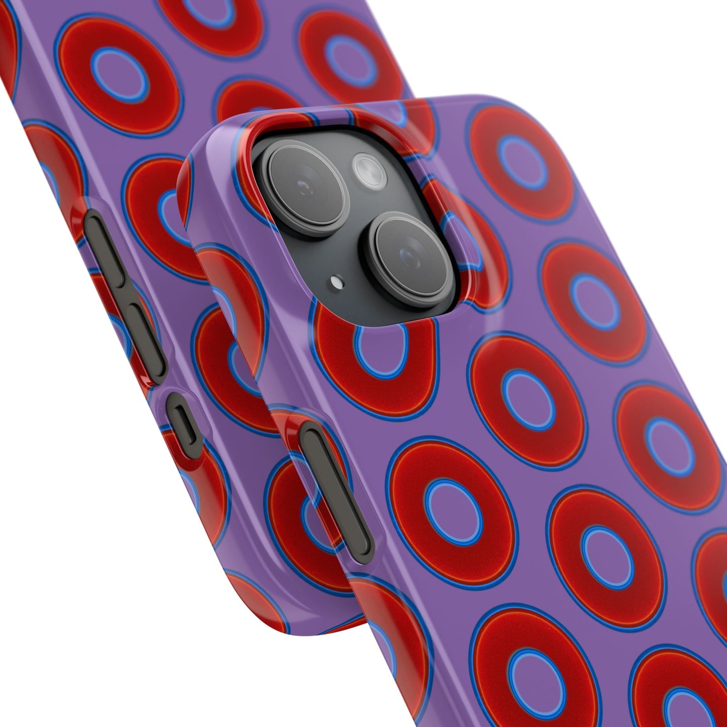Lumpy Donut Snap Case - red vivid donut print w/light purple background