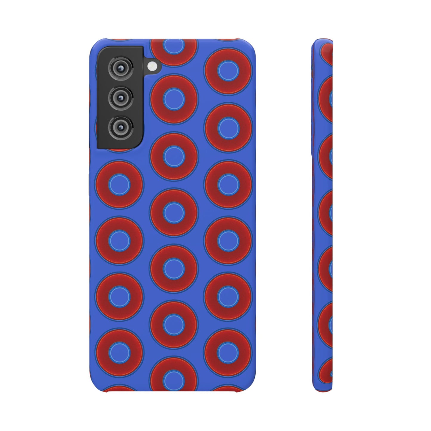 Lumpy Donut Snap Case - red vivid donut print w/royal blue background