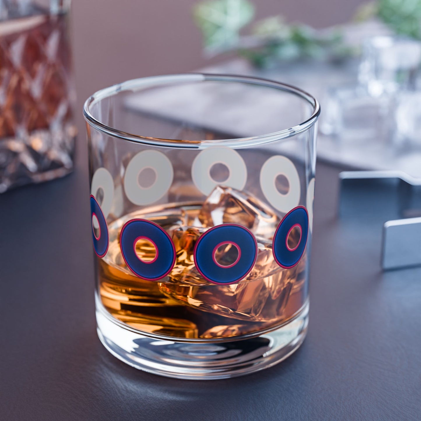 10oz Lumpy Rock Glass - vivid dark blue/dark red donuts