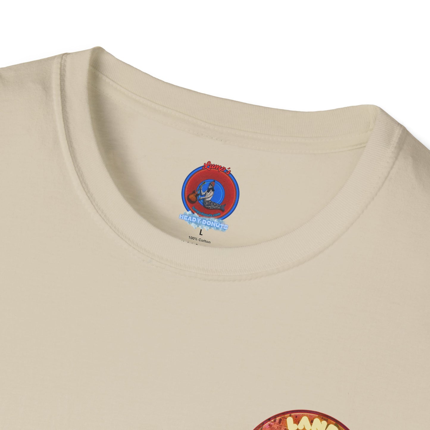 Classic Donut Tee - Unisex Soft-Style - "Donut made with Reforming Dough" - magenta/green donut