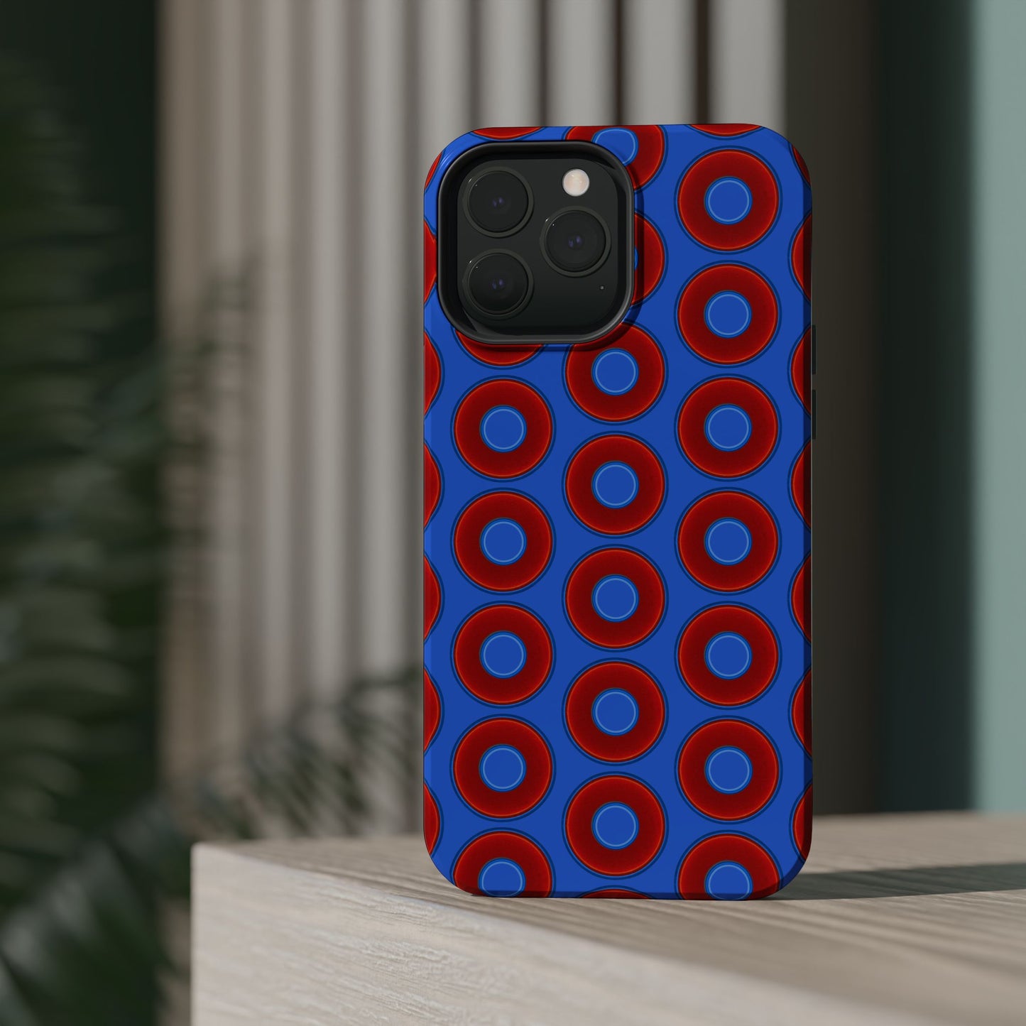 Magnetic Tough Donut Case - red vivid donut print w/medium royal blue background