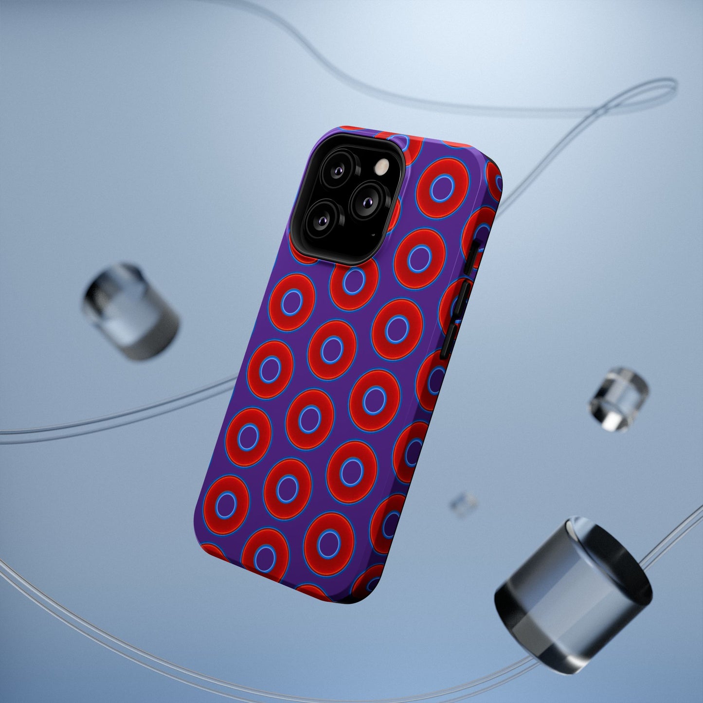 Impact-Resistant Lumpy Donut Case - red vivid donut print w/dark purple background