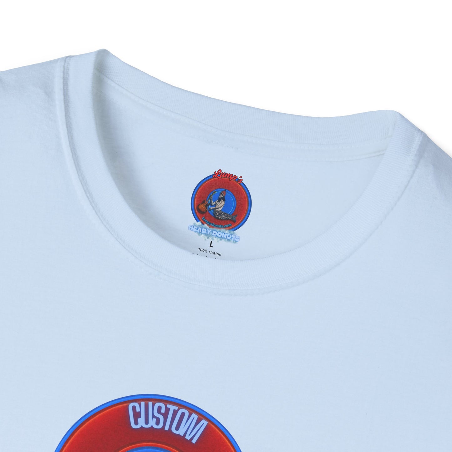 Classic Donut Tee - Unisex Soft-Style - "Example: Custom Donut Tee" - vivid red dirt mall donut