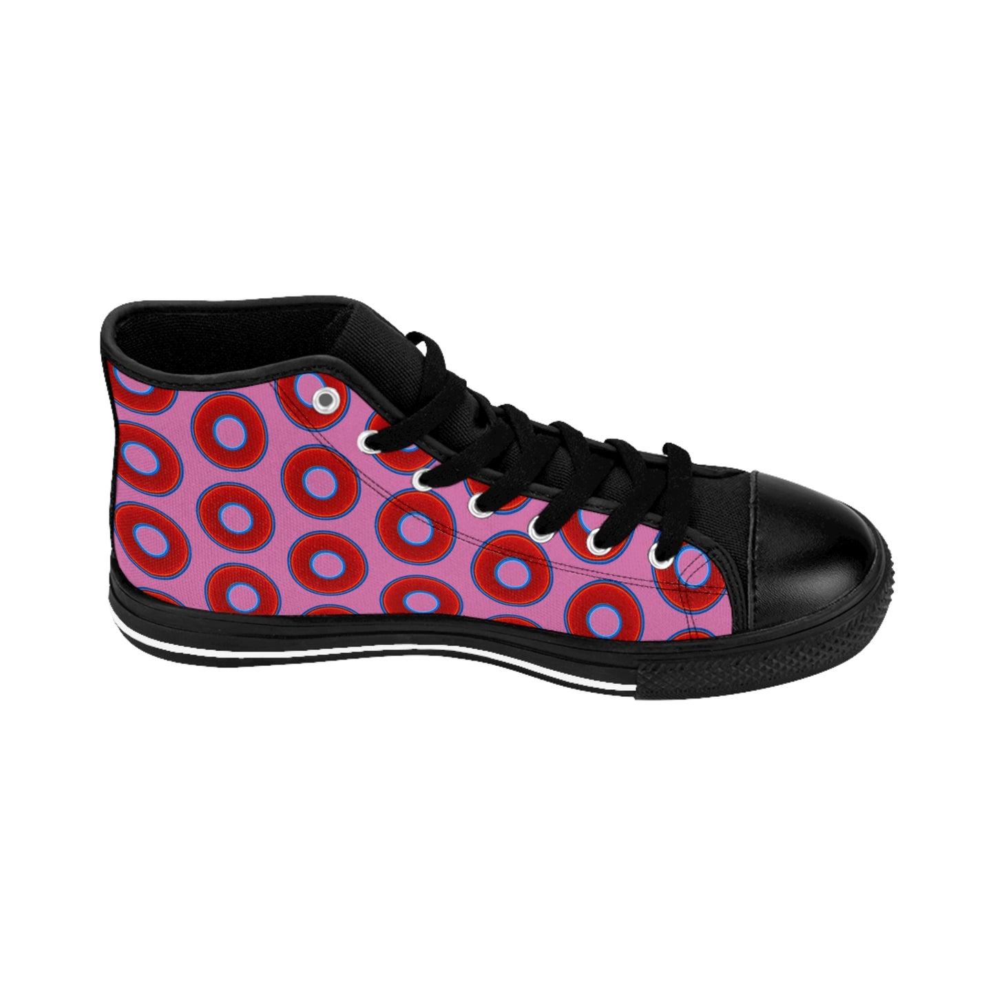 Cushiony Convectors - High Tops - red vivid donuts w/pink background