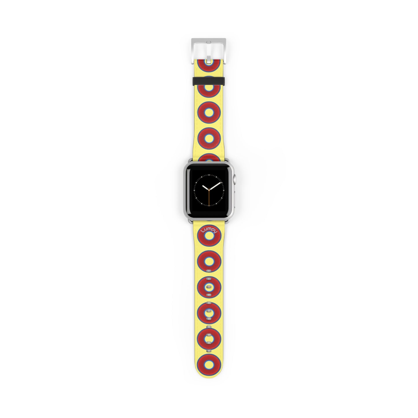Lumpy Donut Wristband - compatible w/apple watch - red vivid donuts w/yellow background