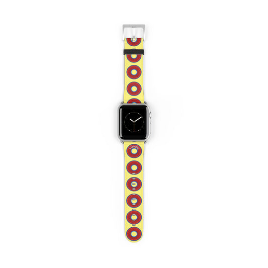 Lumpy Donut Wristband - compatible w/apple watch - red vivid donuts w/yellow background