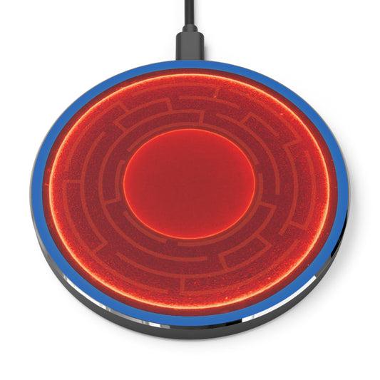 The Flow - Wireless Lumpy Donut Chargers - "The Amazing Wireless Donut Charger" - vivid red donut w/dark royal blue background - variant 2
