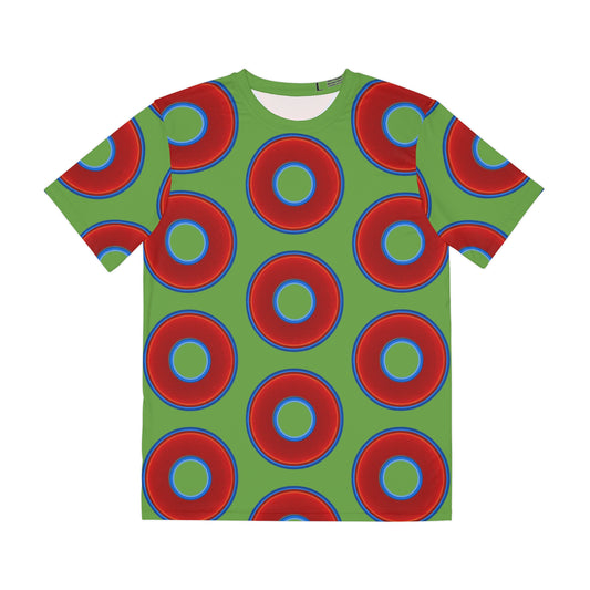 Multi-Beastie Giant Donut AOP Polyester Tee - red vivid donut print w/light green background