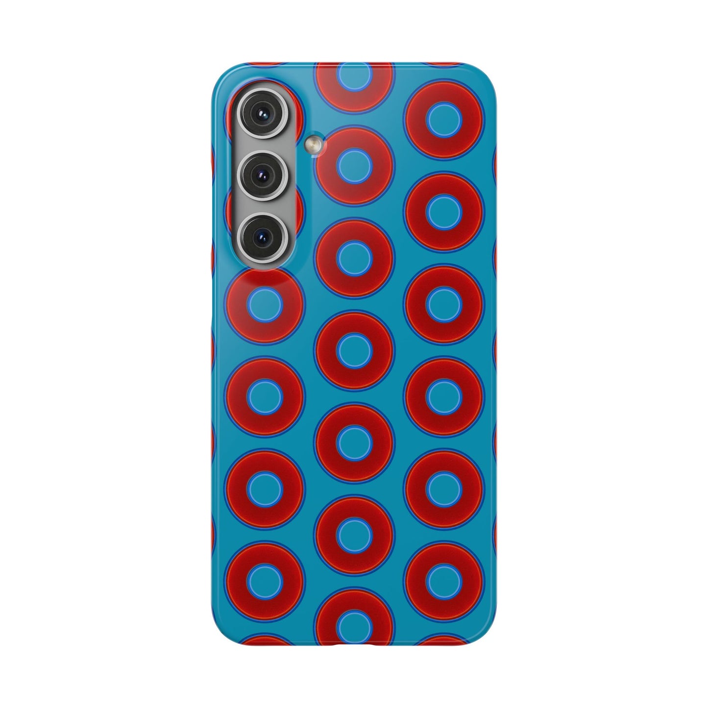 Lumpy Donut Snap Case - red vivid donut print w/aquamarine blue background