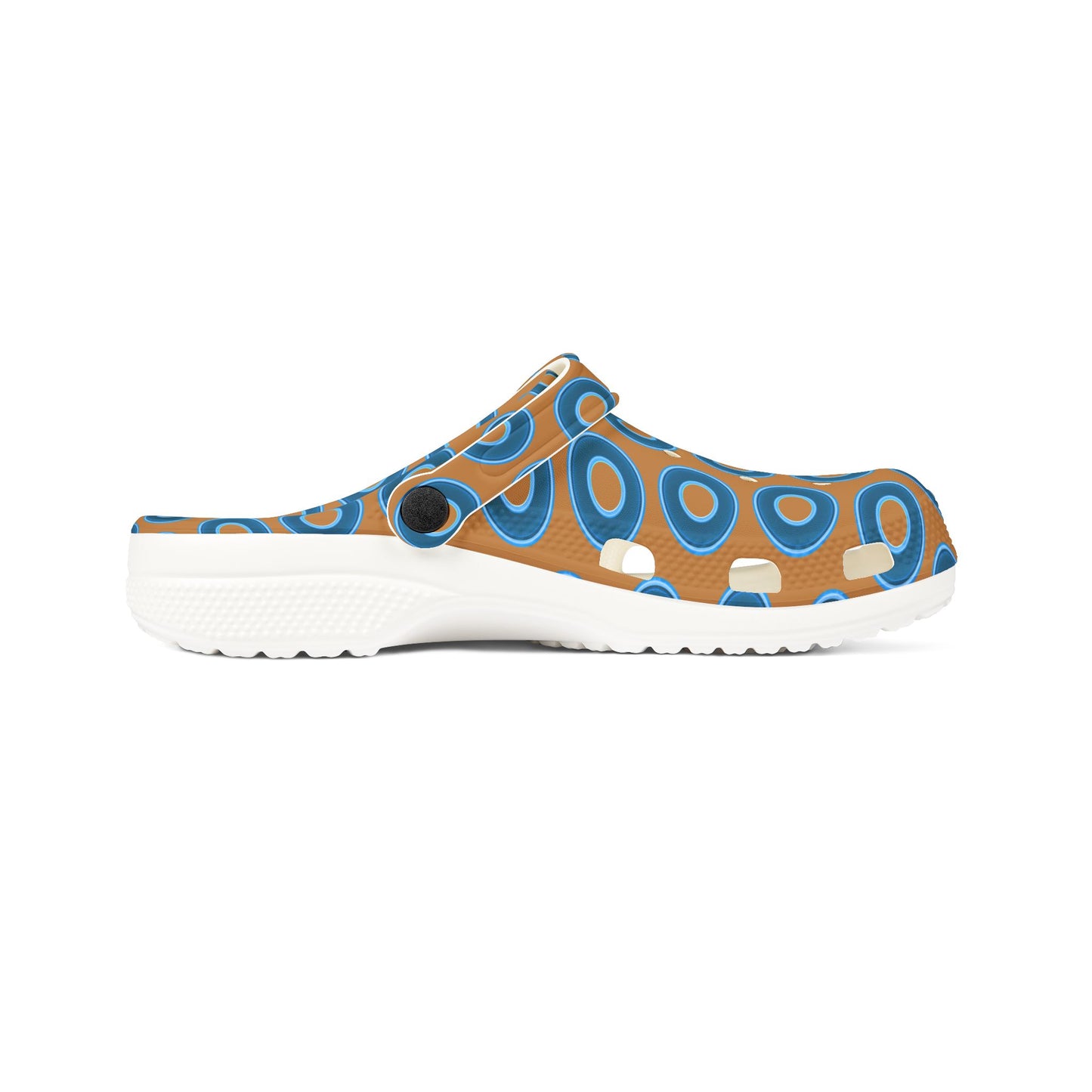 Spatchcocks - donut slip-on shoes - blue rustic donuts w/light brown background [unisex]