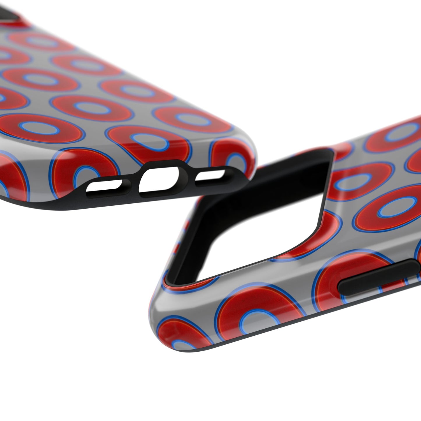Impact-Resistant Lumpy Donut Case - red vivid donut print w/gray background