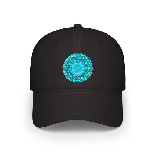 Lumpy Donut Baseball Cap - "A Donut, I thought I heard the Ocean Sing" - aquamarine/teal paradoxical rustic donut w/