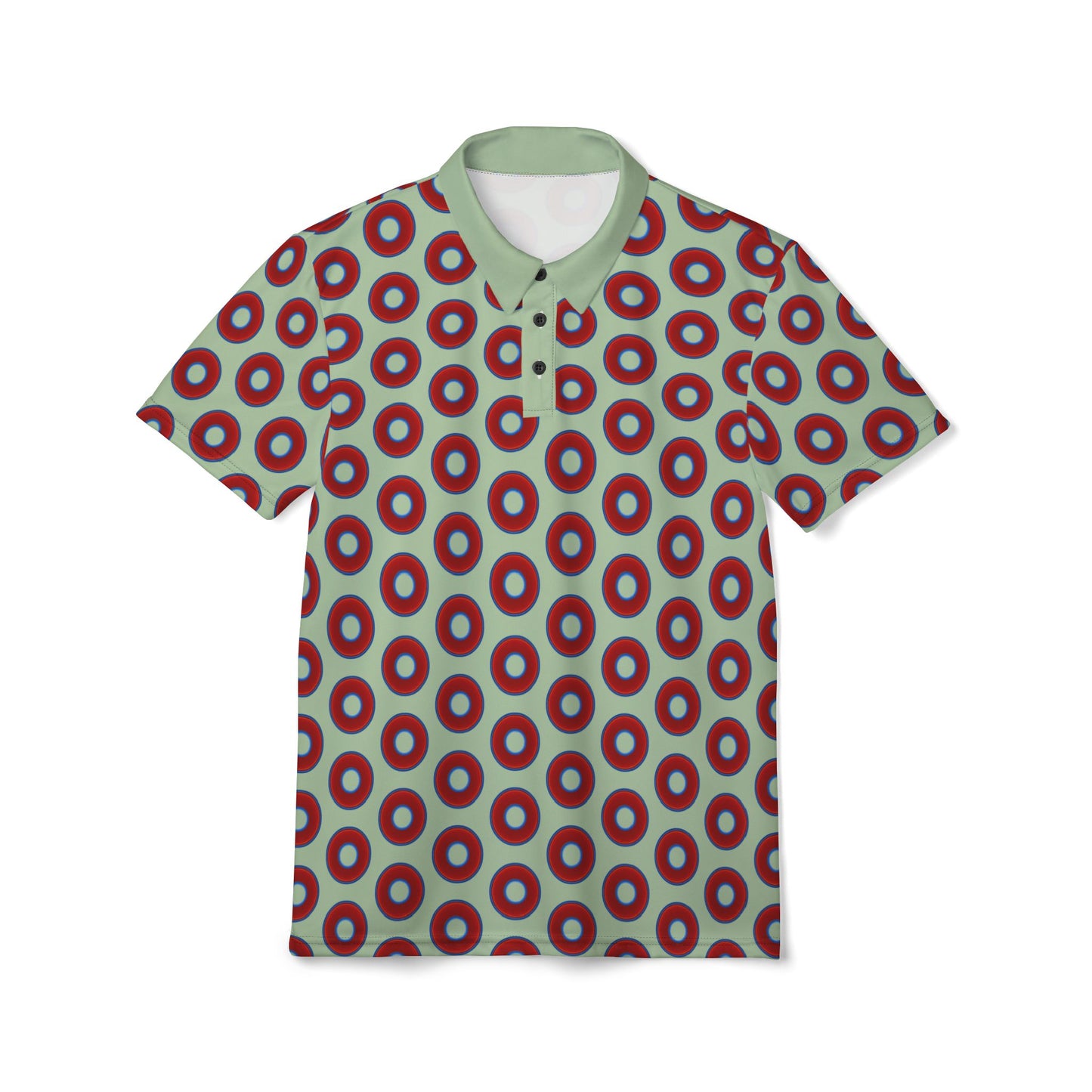 AOP Donut Polo - vivid donut print w/seafoam background [unisex]