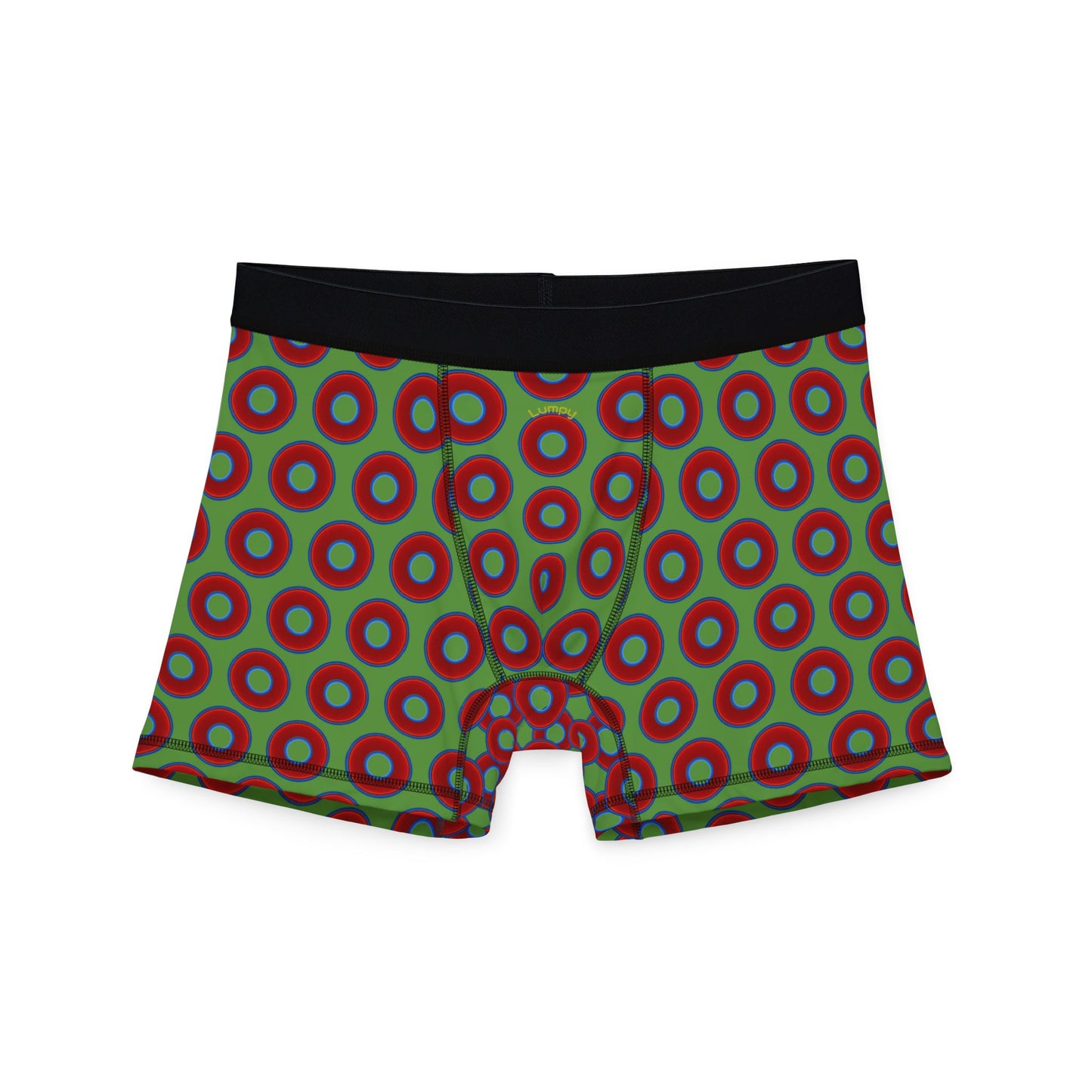 Men's Donut Boxers - red vivid donuts w/light green background