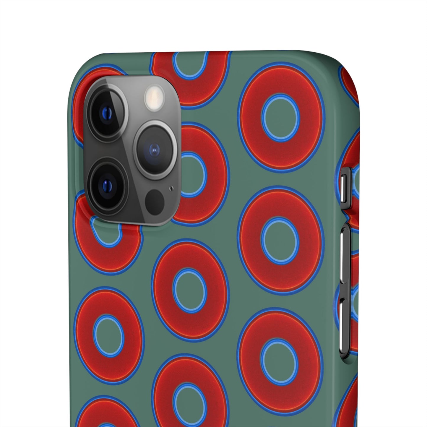 Lumpy Donut Snap Case - red vivid donut print w/Fenway green background