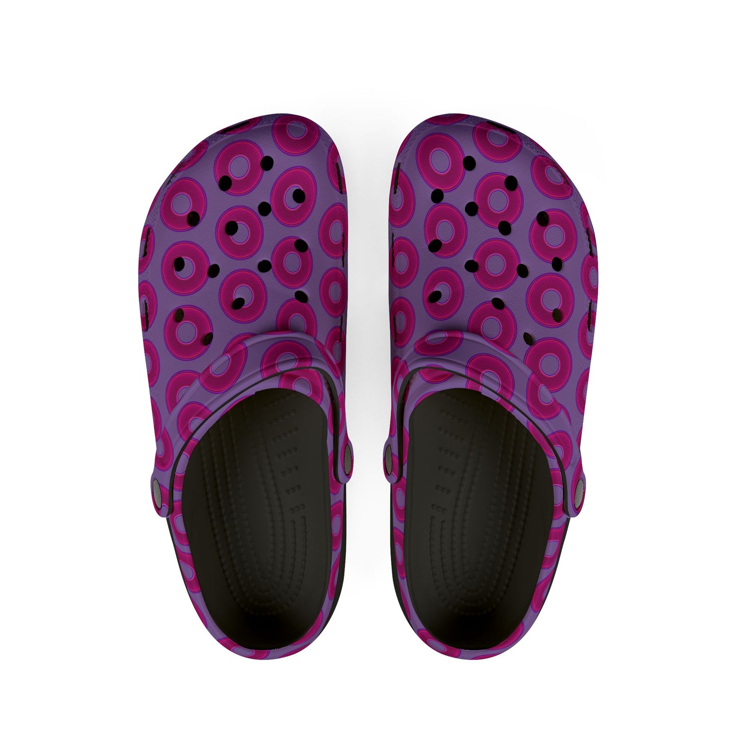 Spatchcocks - donut slip-on shoes - vivid magenta donuts w/light purple background [unisex]