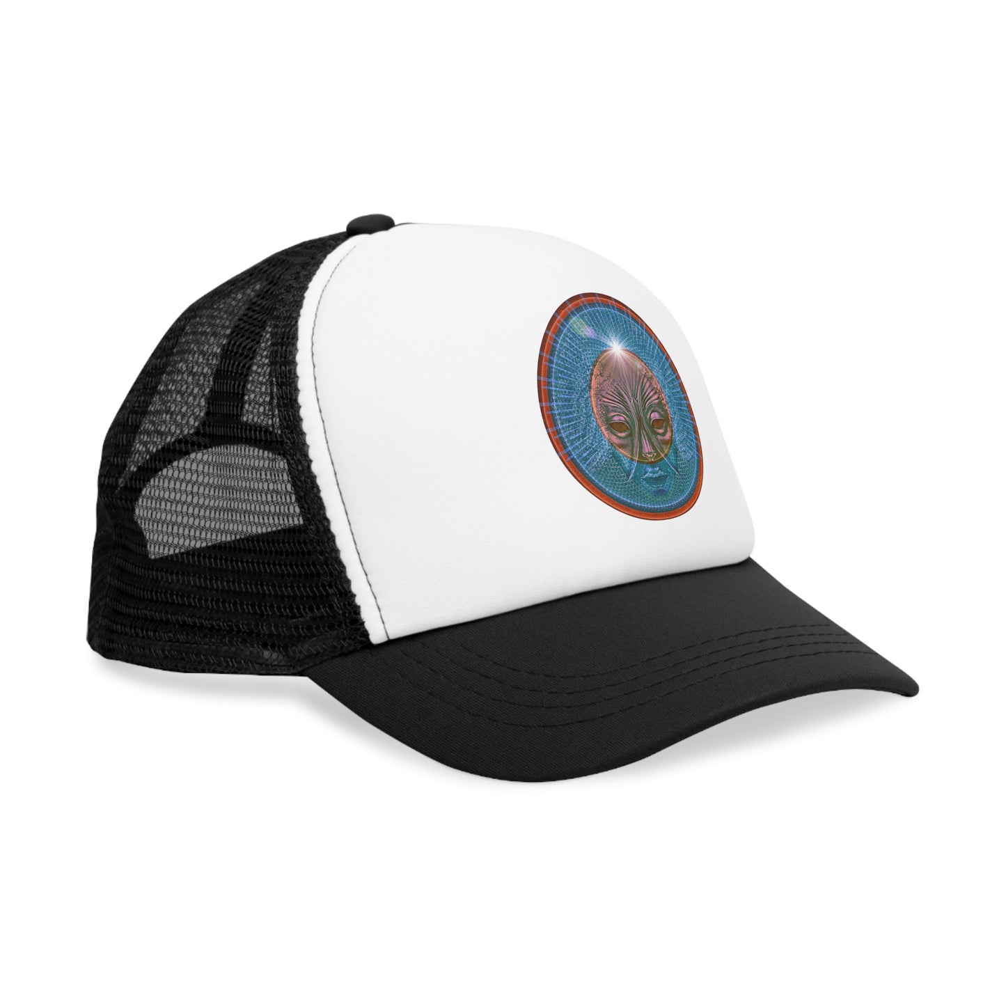 Lumpy Trucker Hat - "Conjurers of Awesome" - variant 1 - blue donut