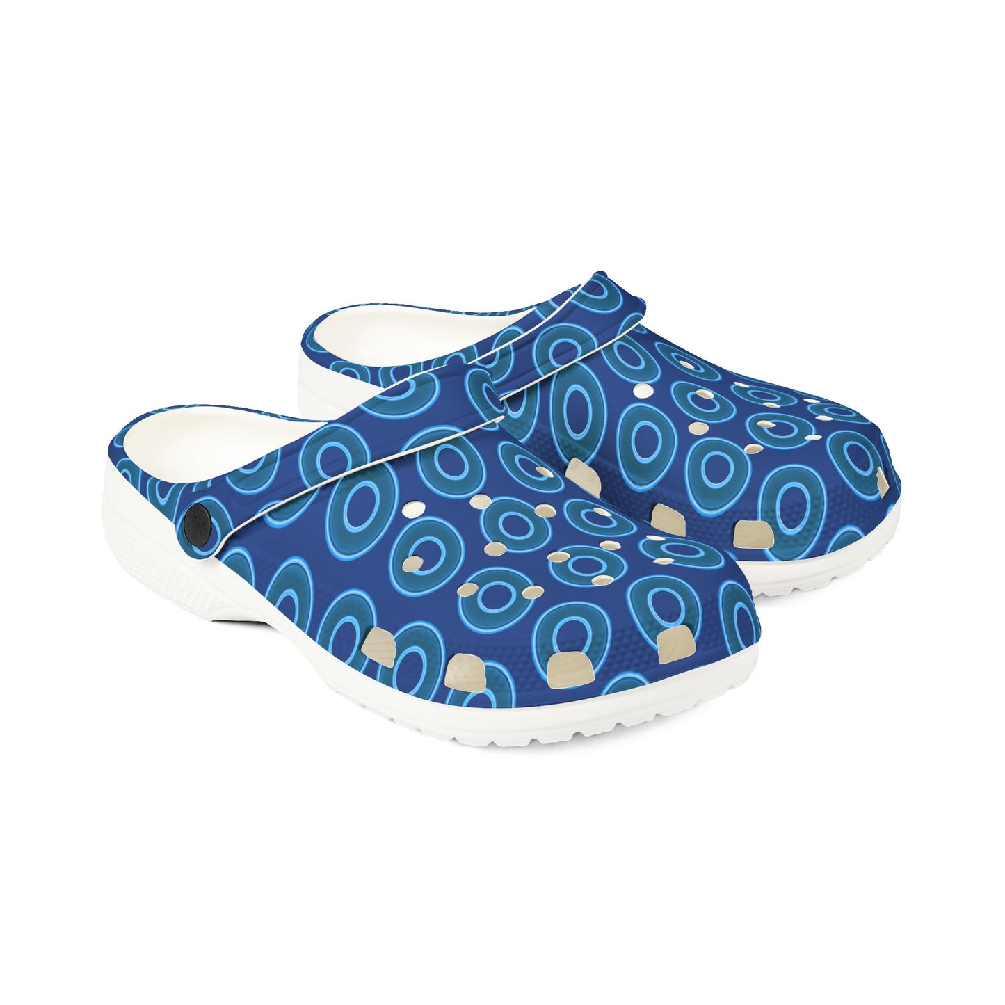 Spatchcocks - donut slip-on shoes - blue rustic donuts w/dark blue background [unisex]
