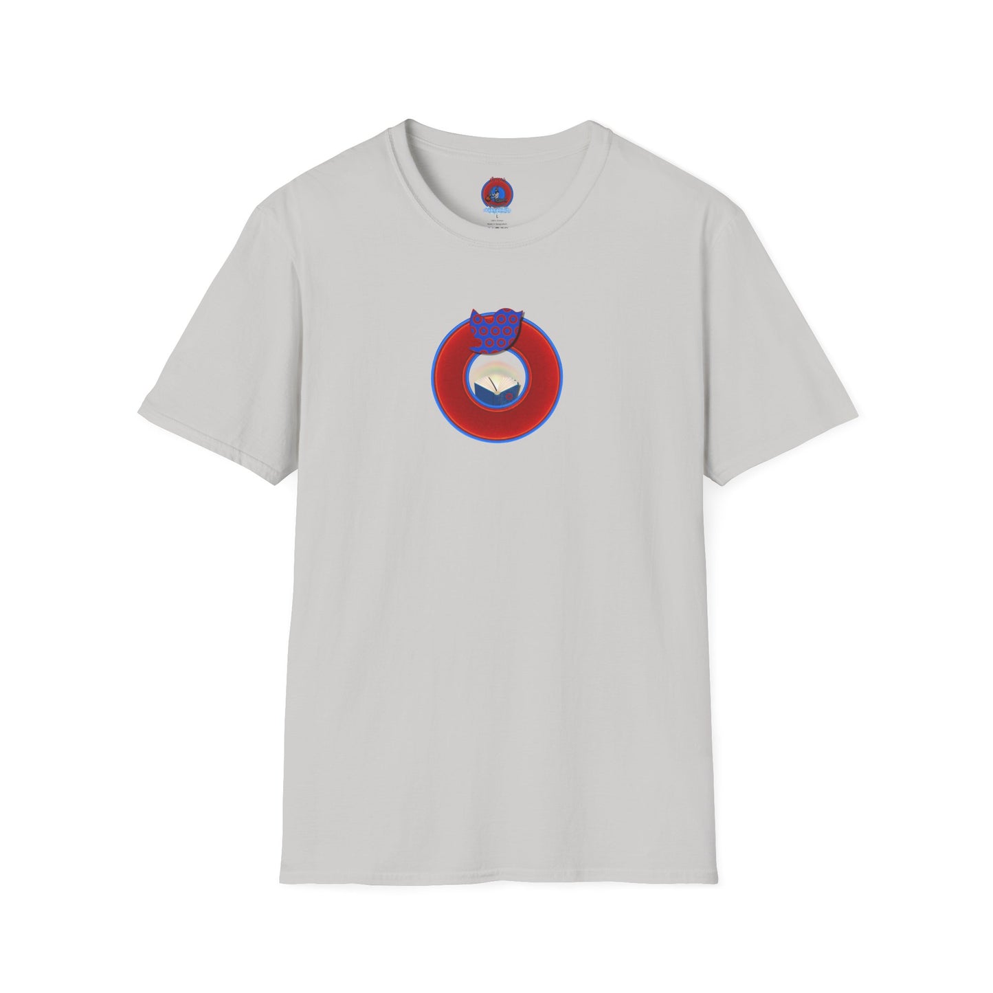 Classic Donut Tee - Unisex Soft-Style - "Phamous Mocking Donut" - vivid red/blue donut