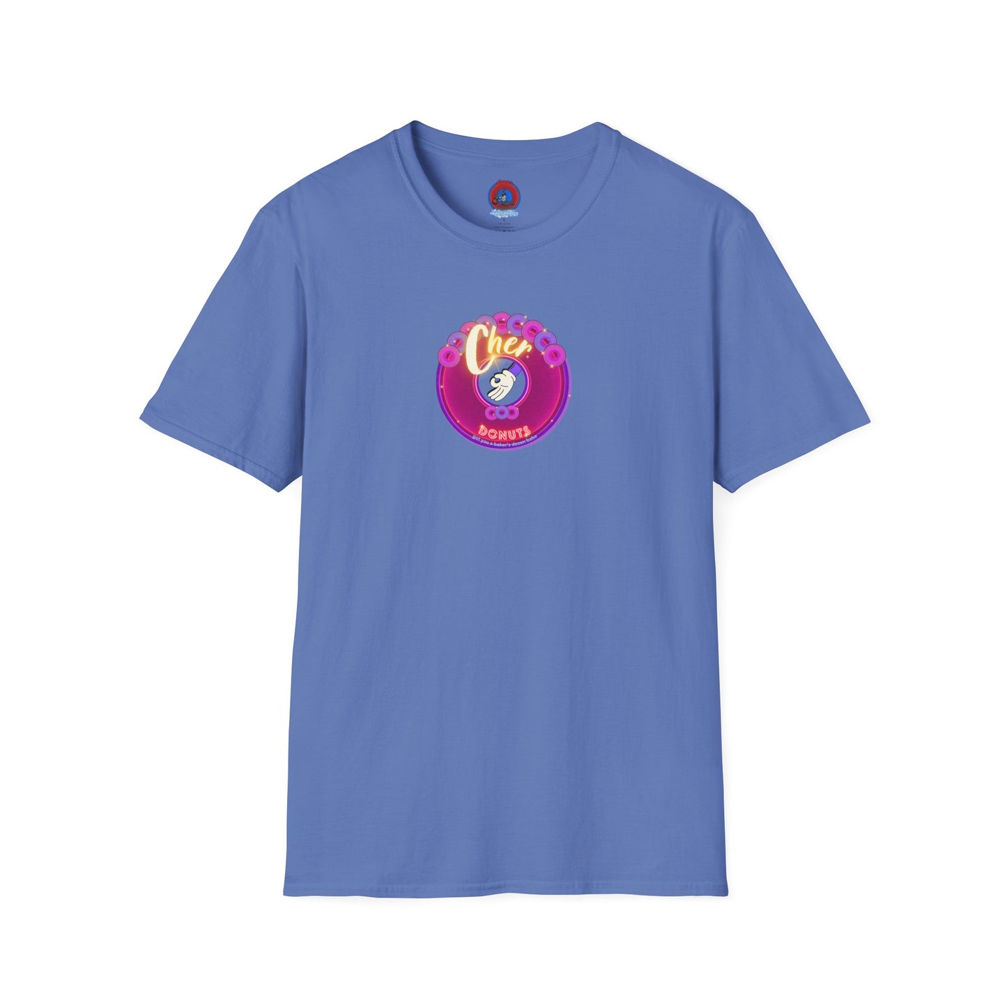 Classic Donut Tee - Unisex Soft-Style - "Chering is Caring Donut' - vivid magenta/purple donut