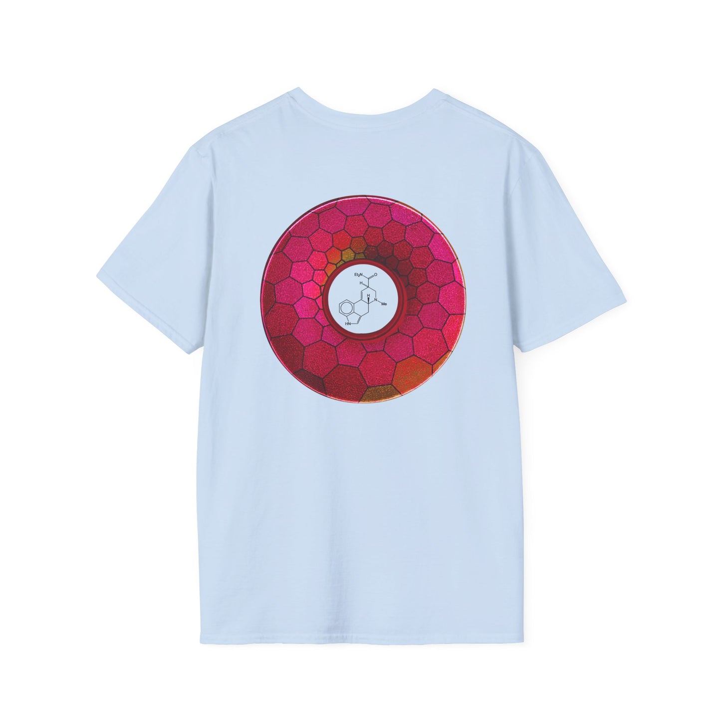 Classic Donut Tee - Unisex Soft-Style - "Dr. Albert Hofmann's Favorite Donut" - series 1.0  - variant 2 - magenta hexadonut