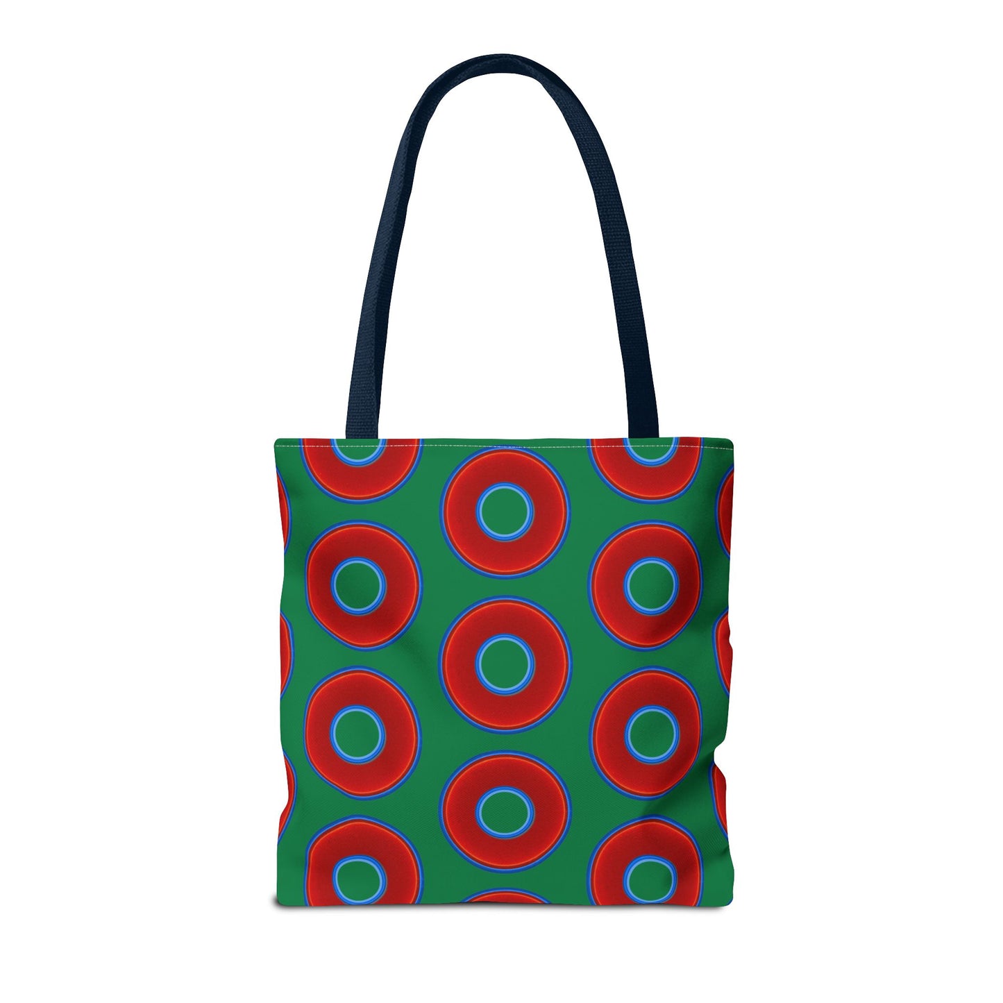 Lumpy Beach/Tote Bag - red vivid donuts w/green background