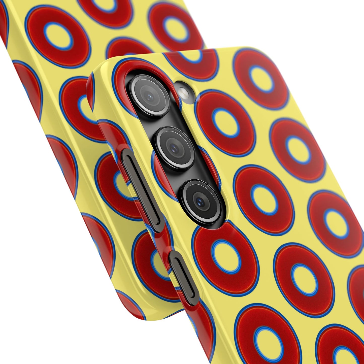 Lumpy Donut Snap Case - red vivid donut print w/yellow background