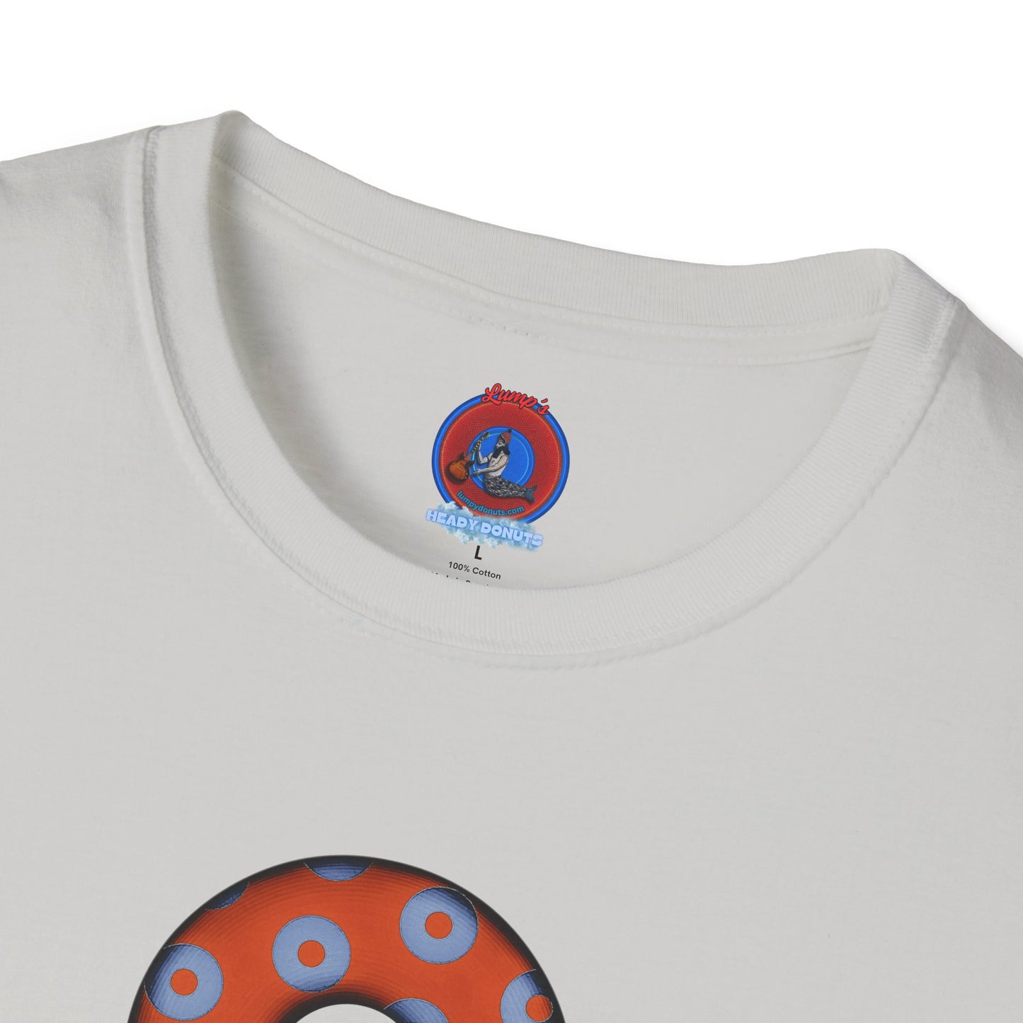 Plain Donuts/Unisex Soft-Style - "Plain Blimpy Paradoxical Donuts" - light blue/orange donuts