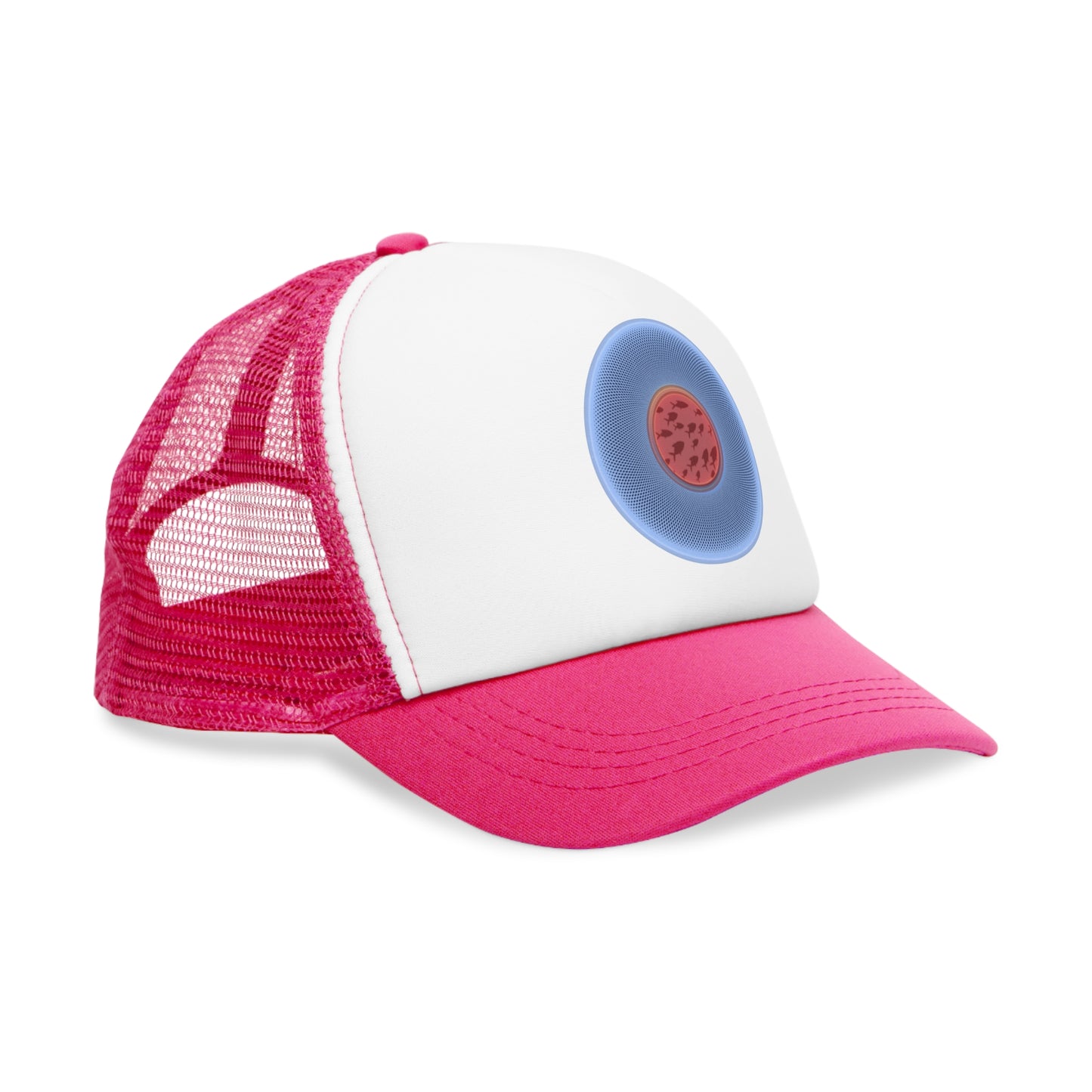 Lumpy Trucker Hat - "Donut Pastels Skool of Phishies" - variant 2 - baby blue/red
