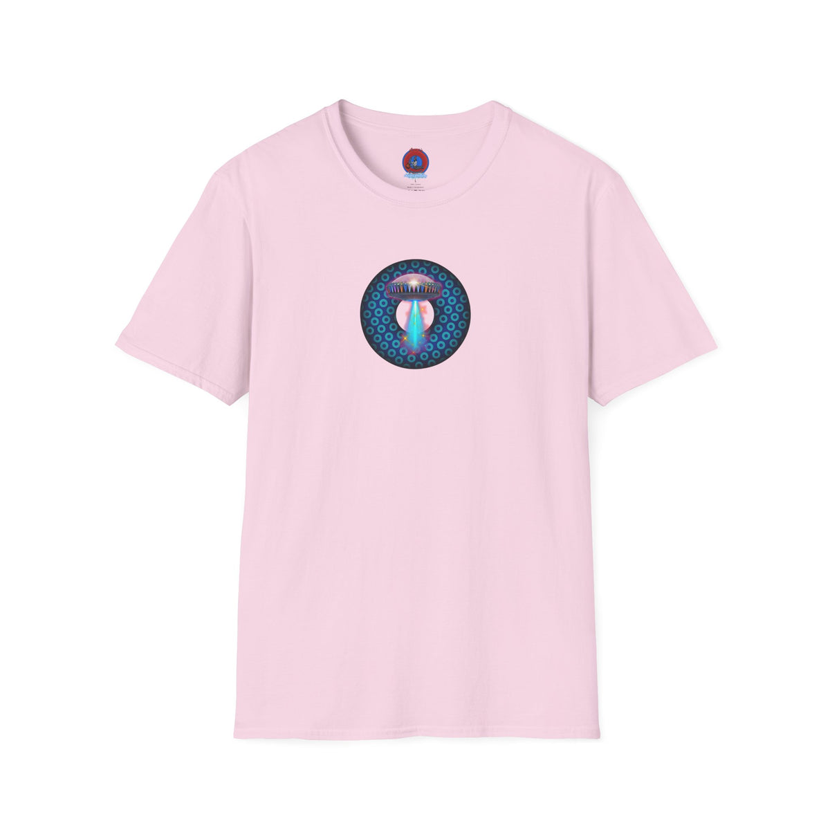 Classic Donut Tee - Unisex Soft-Style - "Donuts now Served on the Mothership" - series 1.0  - variant 3  - blue/light blue donut