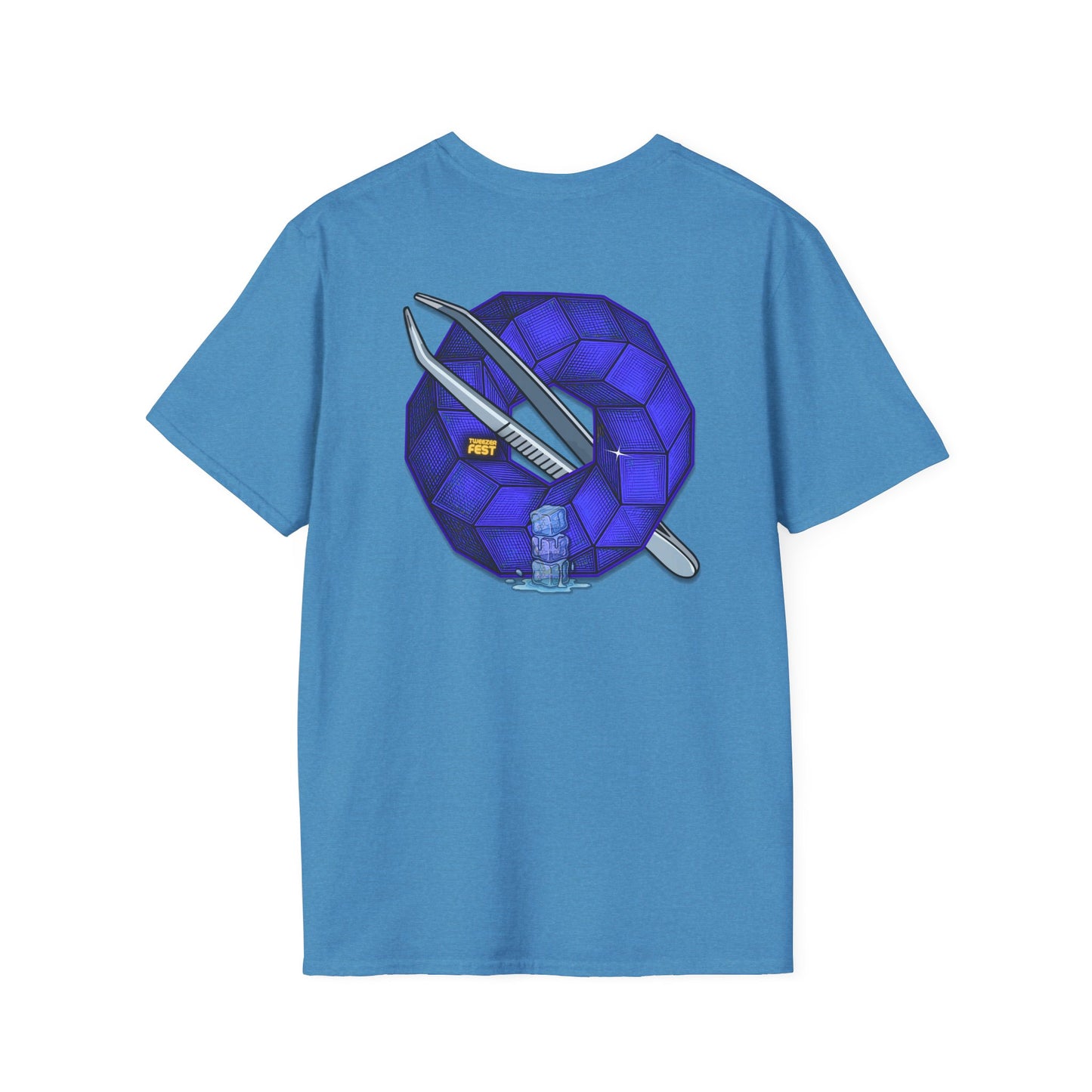 Classic Donut Tee - Unisex Soft-Style - "The Teasing Donut" - rustic dark royal blue cubed donut