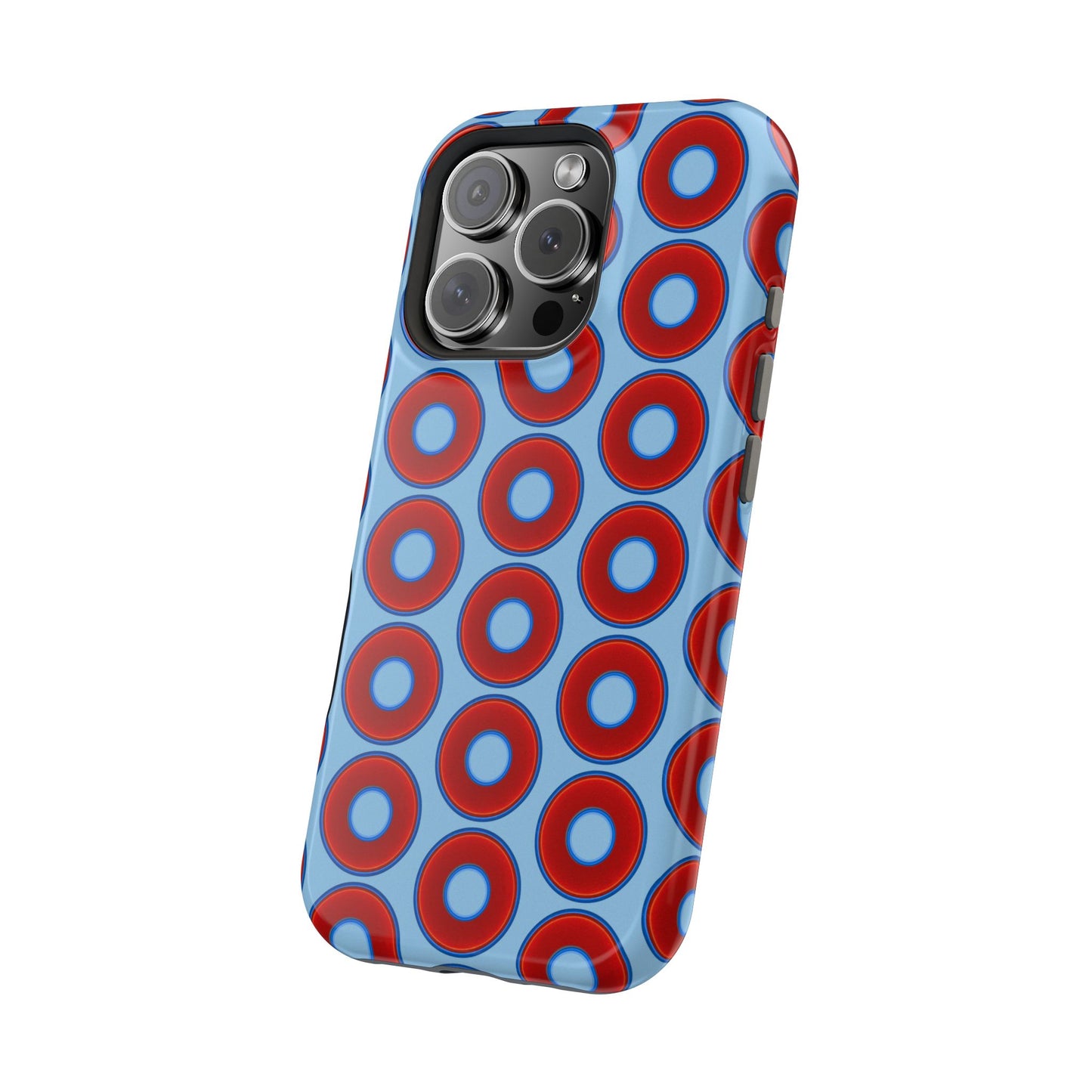 Magnetic Tough Donut Case - red vivid donut print w/sky blue background