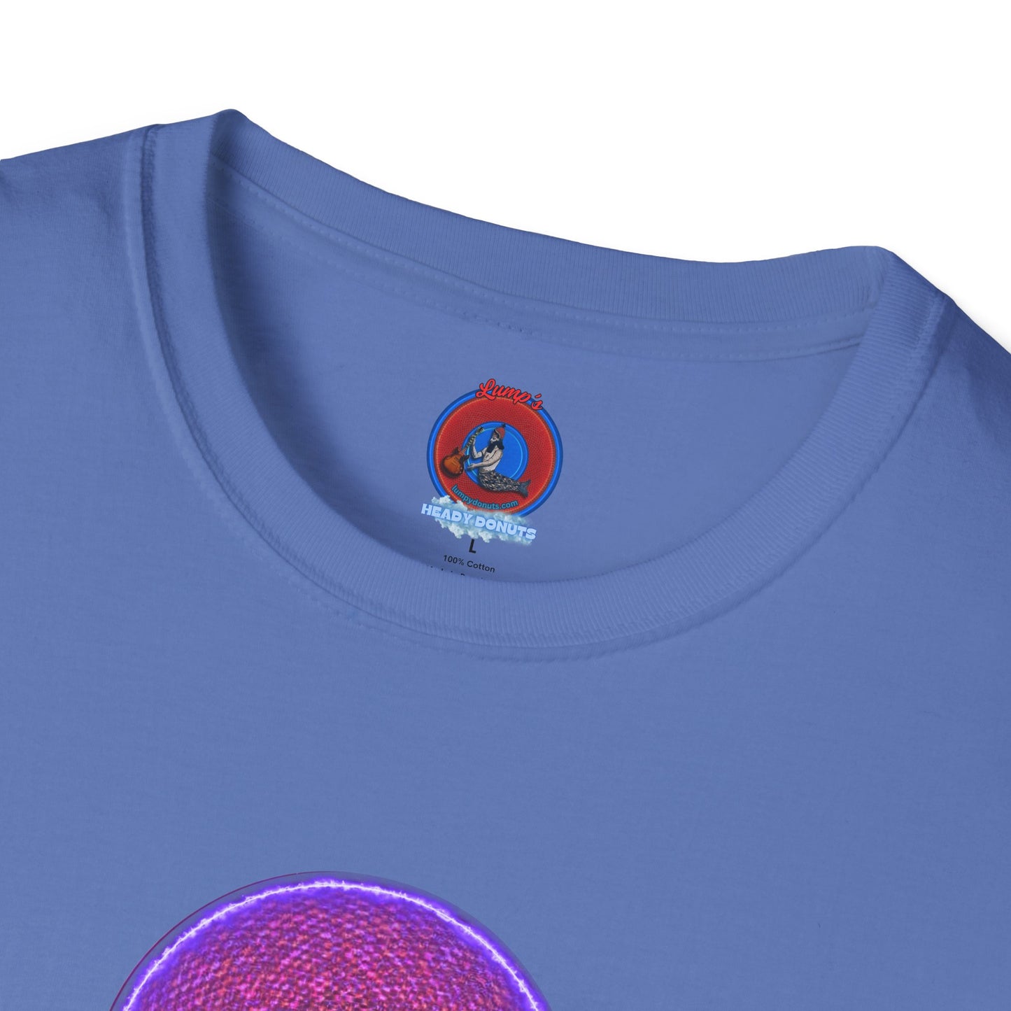 Classic Donut Tee - Unisex Soft-Style - "The Frankenstein Donut - It's Alive! " - series 1.0  - purple-ish donut