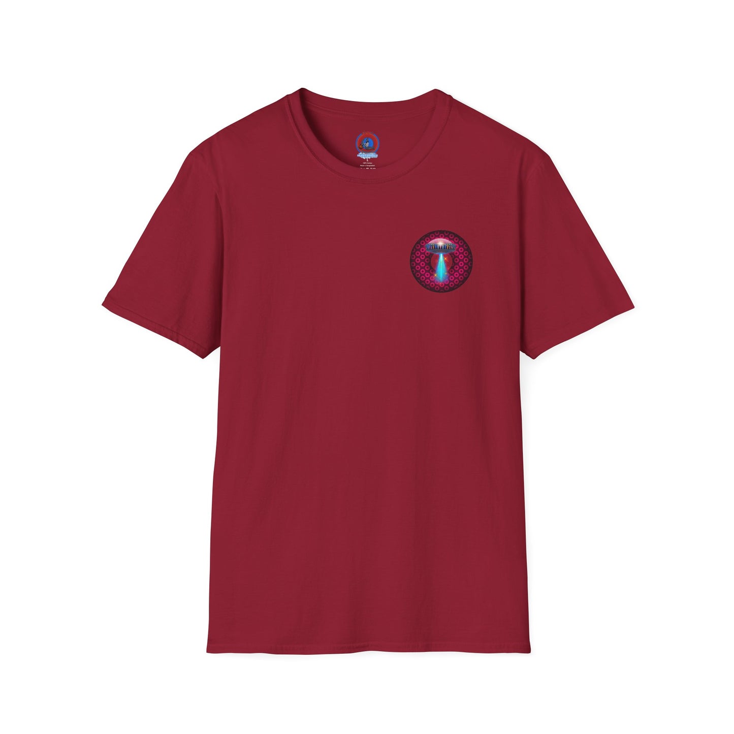 Classic Donut Tee - Unisex Soft-Style - "Donuts now Served on the Mothership" - series 1.0  - variant 2  - red/red paradoxical donut