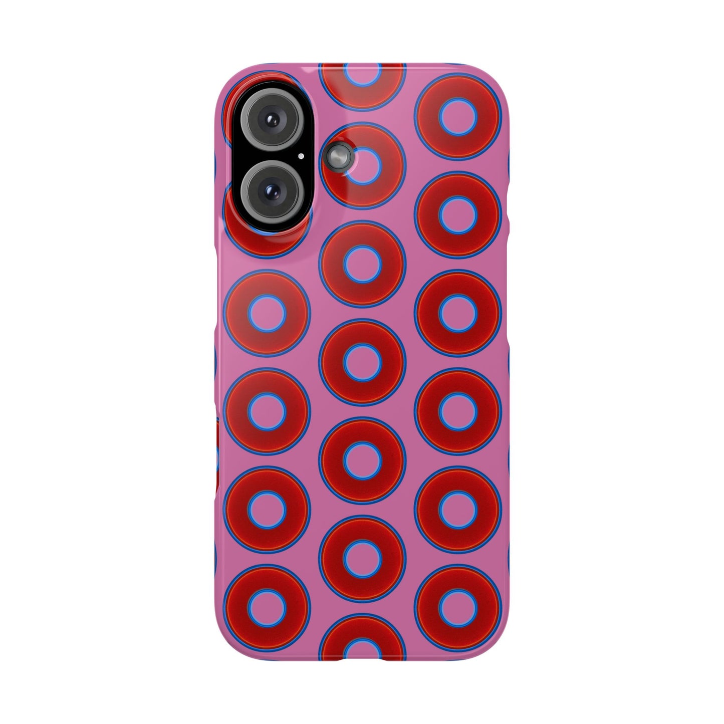 Lumpy Donut Snap Case - red vivid donut print w/light pink background