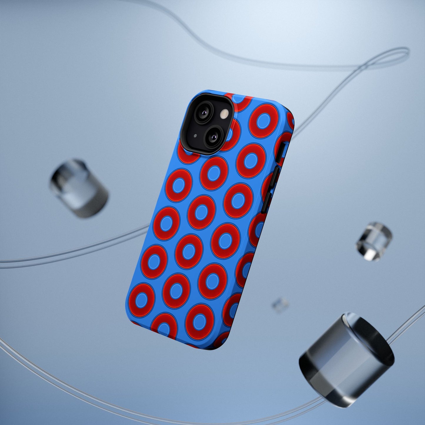 Impact-Resistant Lumpy Donut Case - red vivid donut print w/light royal blue background