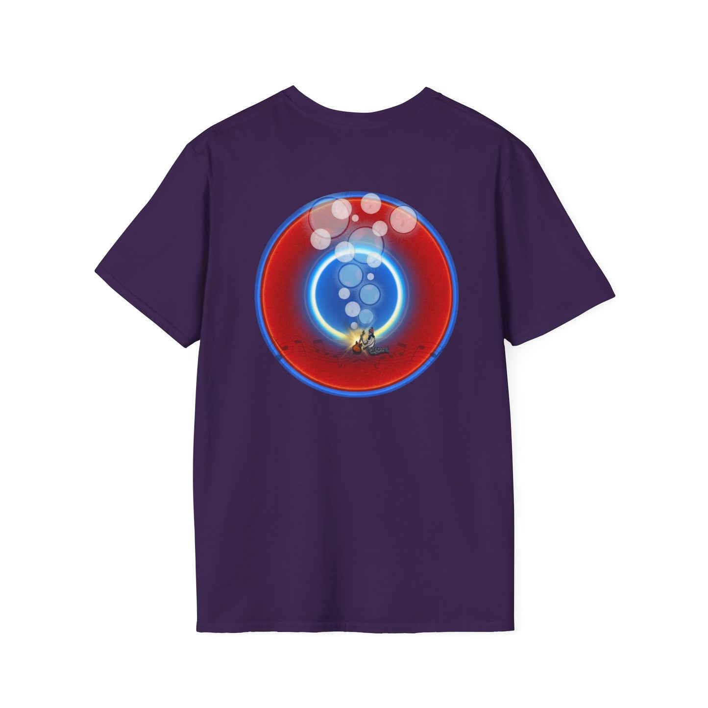 Classic Donut Tee - Unisex Soft-Style - "Bubbler's Donut Tee" - vivid red/blue donut