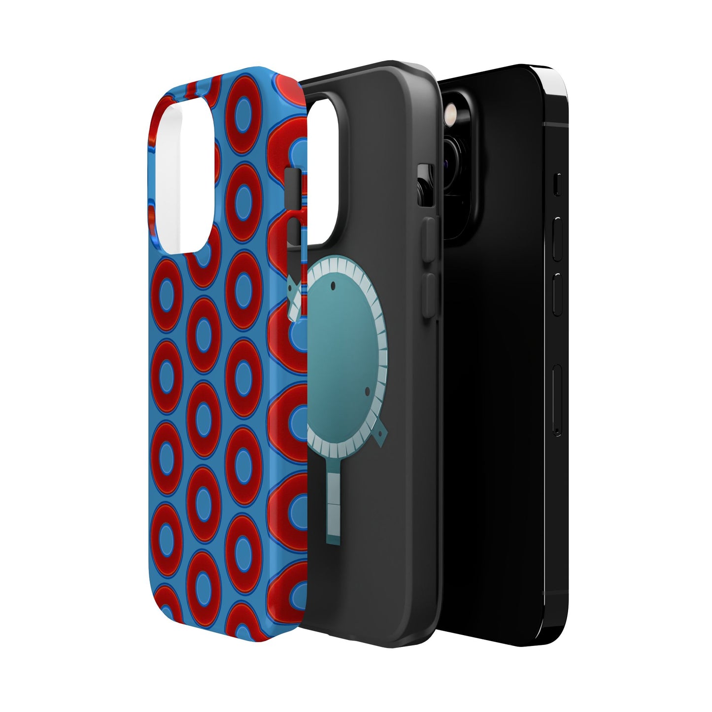 Copy of Magnetic Tough Donut Case - red vivid donut print w/light steel blue background