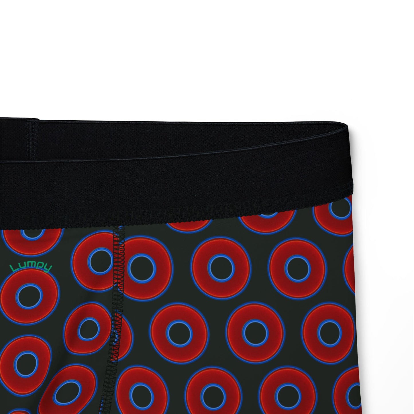 Men's Donut Boxers - red vivid donuts w/midnight moss green background