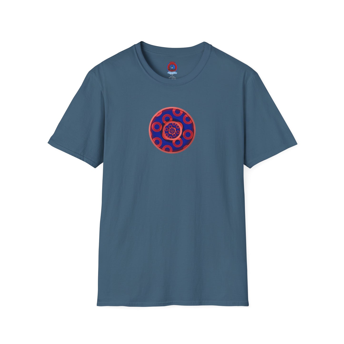 Classic Donut Tee - Unisex Soft-Style - "Kaleidoscope Abyss of Donut" - paradoxical print - variant 2 - series 1.0 - donut vortex - red/blue