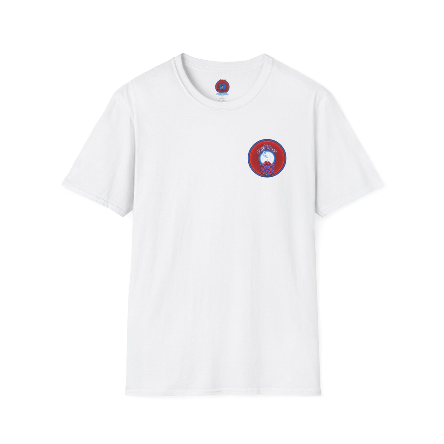 Classic Donut Tee - Unisex Soft-Style - "Phishmas Caroler's Tee " - vivid red/blue donut - variant 3