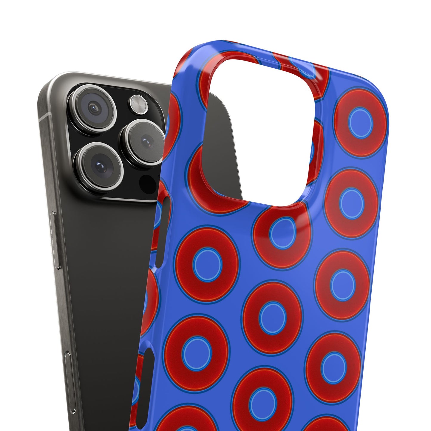 Lumpy Donut Snap Case - red vivid donut print w/royal blue background